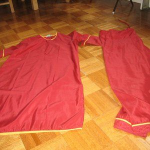 Indian Red Kurta (punjabi) pakistani salwar kameez w Embroidered Vest